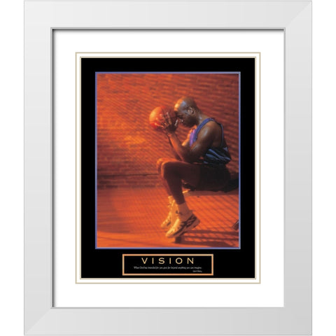 Vision - Basketball White Modern Wood Framed Art Print with Double Matting by Unknown