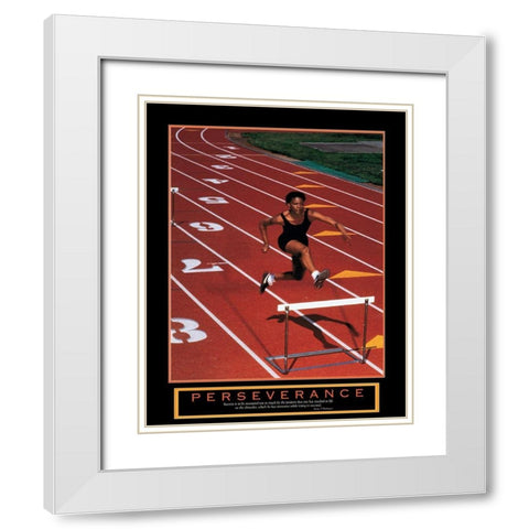 Perseverance - Track Hurdles White Modern Wood Framed Art Print with Double Matting by Unknown