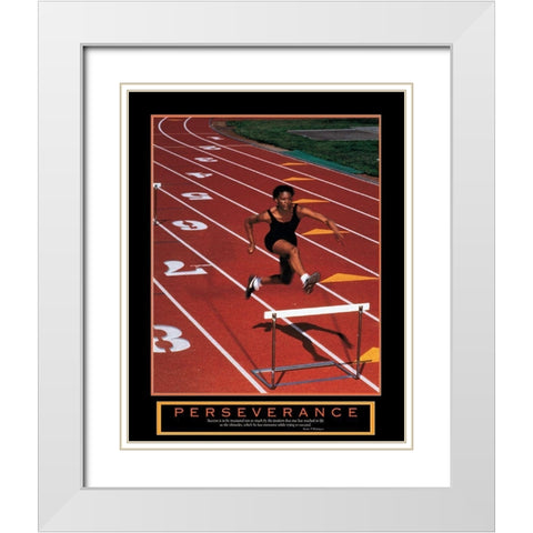 Perseverance - Track Hurdles White Modern Wood Framed Art Print with Double Matting by Unknown