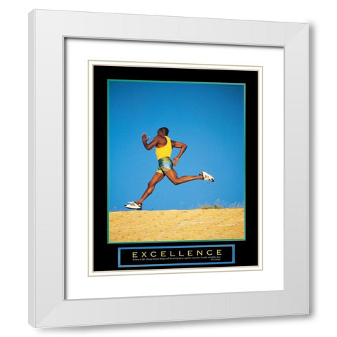 Excellence - Runner White Modern Wood Framed Art Print with Double Matting by Unknown