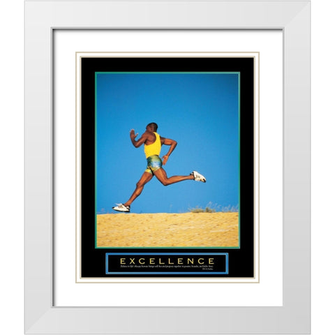 Excellence - Runner White Modern Wood Framed Art Print with Double Matting by Unknown