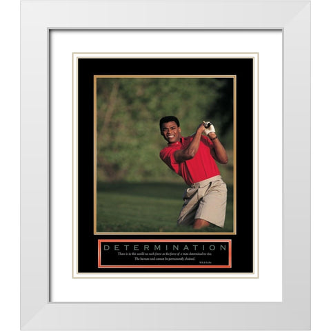 Determination - Golfer White Modern Wood Framed Art Print with Double Matting by Unknown