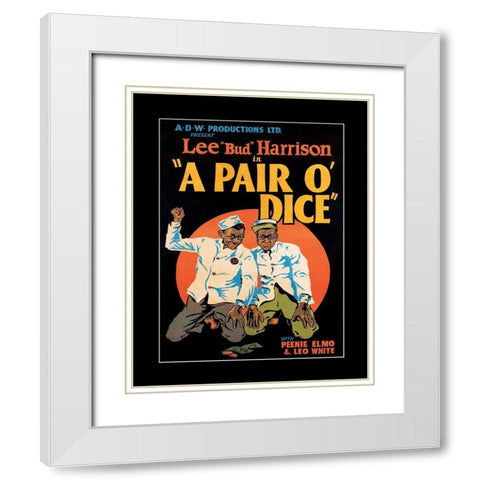 Pair of Dice White Modern Wood Framed Art Print with Double Matting by Unknown