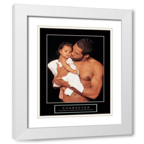 Character - Father and Child White Modern Wood Framed Art Print with Double Matting by Unknown