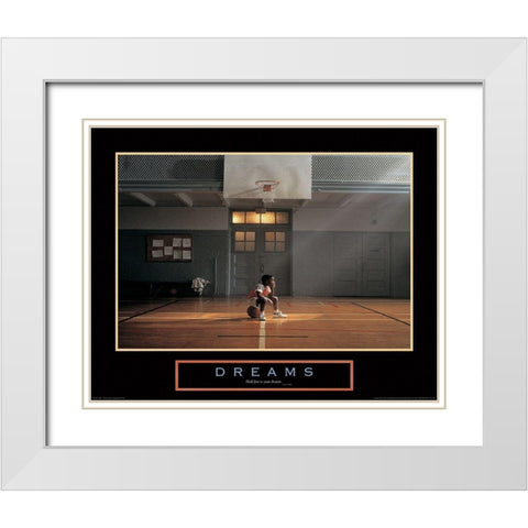 Dreams - Basketball White Modern Wood Framed Art Print with Double Matting by Unknown