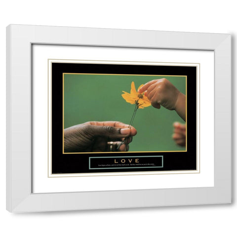 Love - Picking Petals White Modern Wood Framed Art Print with Double Matting by Unknown