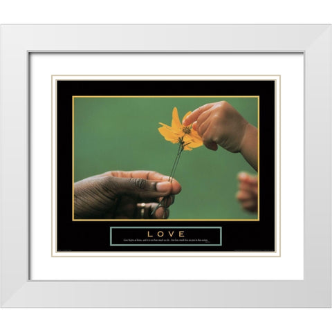 Love - Picking Petals White Modern Wood Framed Art Print with Double Matting by Unknown