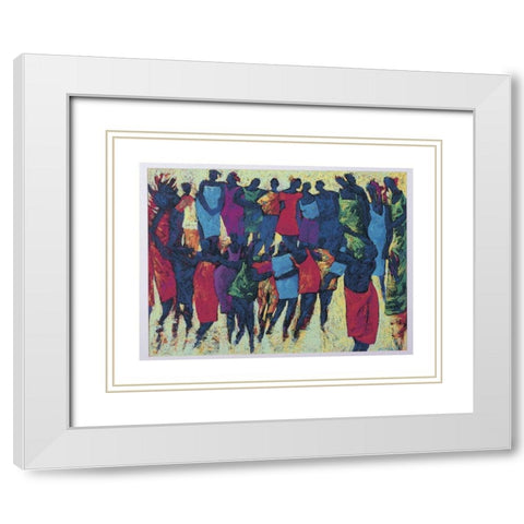 Circle Dance White Modern Wood Framed Art Print with Double Matting by Unknown