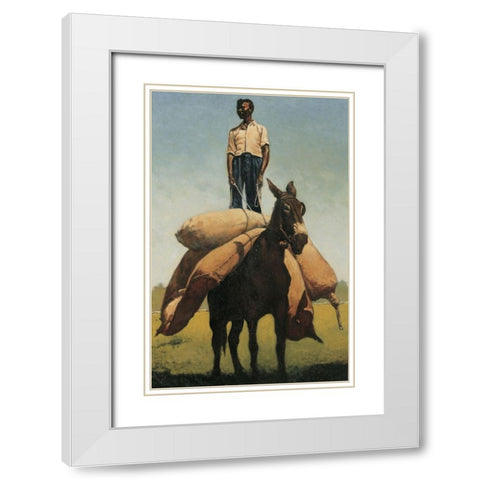 Whoa Mule White Modern Wood Framed Art Print with Double Matting by Unknown
