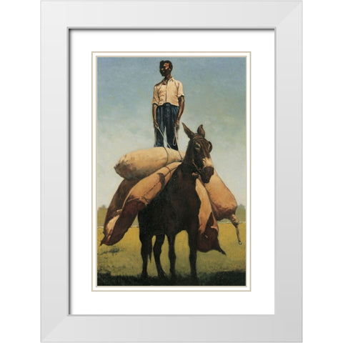 Whoa Mule White Modern Wood Framed Art Print with Double Matting by Unknown