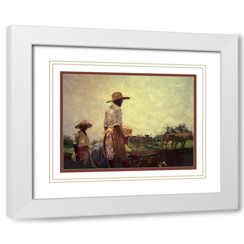 Working the Field White Modern Wood Framed Art Print with Double Matting by Unknown