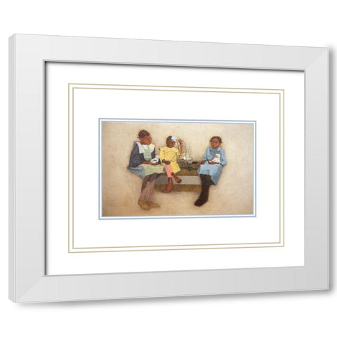 Three Sisters White Modern Wood Framed Art Print with Double Matting by Unknown