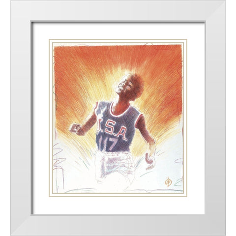 Determination - woman Runner White Modern Wood Framed Art Print with Double Matting by Unknown