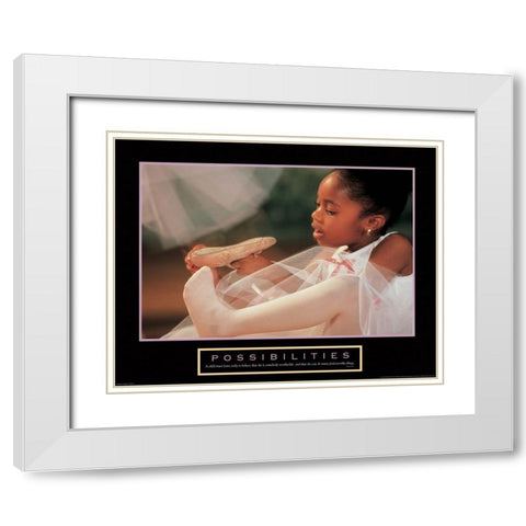 Possibilities - Ballerina White Modern Wood Framed Art Print with Double Matting by Unknown