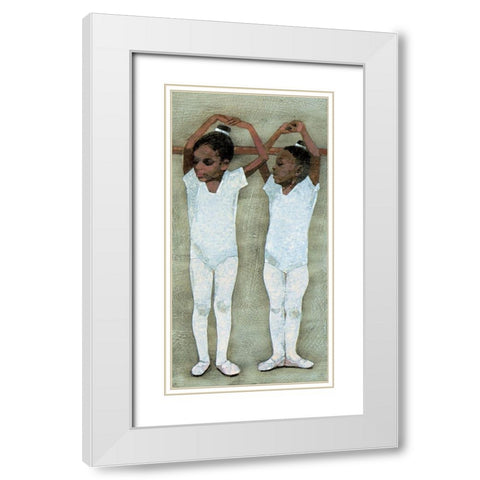 Ballerinas White Modern Wood Framed Art Print with Double Matting by Unknown