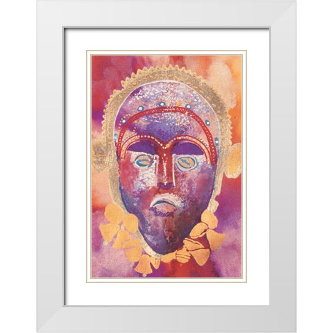 Tribal Masque I White Modern Wood Framed Art Print with Double Matting by Unknown