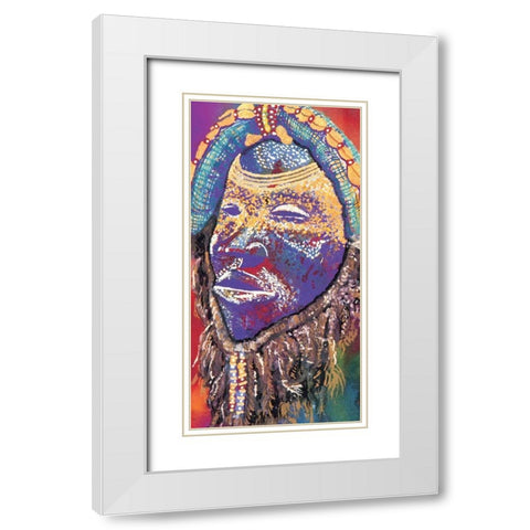 Tribal Masque II White Modern Wood Framed Art Print with Double Matting by Unknown