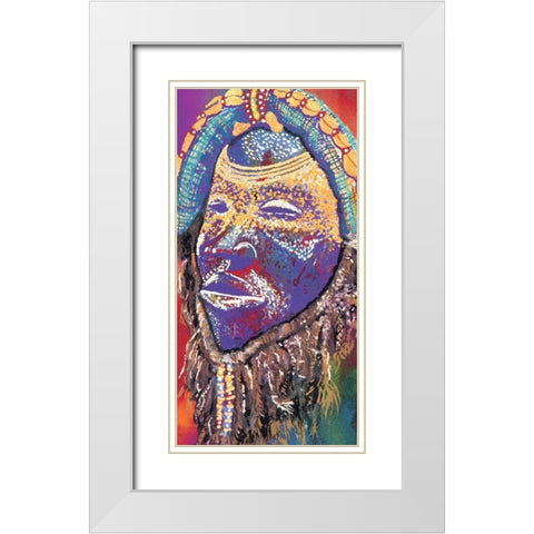 Tribal Masque II White Modern Wood Framed Art Print with Double Matting by Unknown