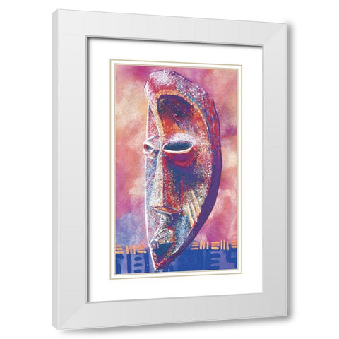 Tribal Masque III White Modern Wood Framed Art Print with Double Matting by Unknown