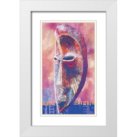 Tribal Masque III White Modern Wood Framed Art Print with Double Matting by Unknown