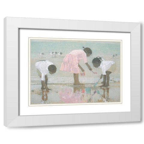Clam Digging White Modern Wood Framed Art Print with Double Matting by Unknown