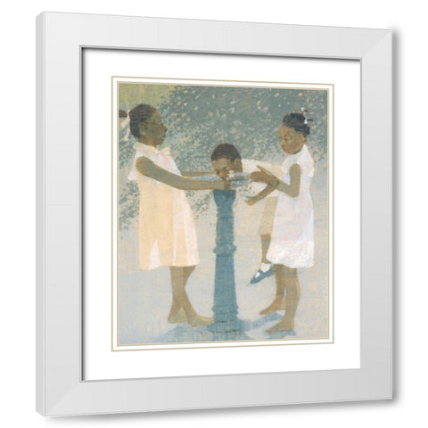 Big Sisters White Modern Wood Framed Art Print with Double Matting by Unknown