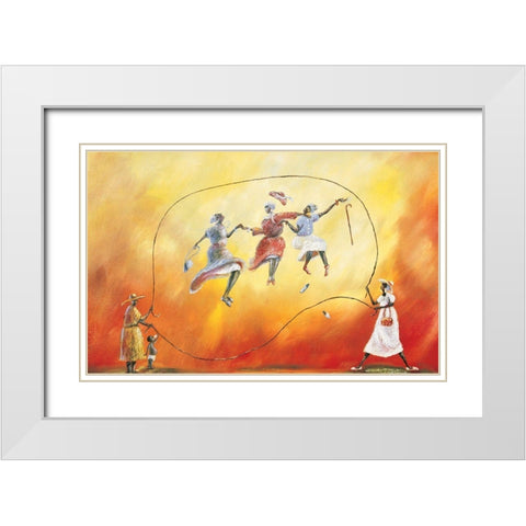 Double Dutch I White Modern Wood Framed Art Print with Double Matting by Unknown