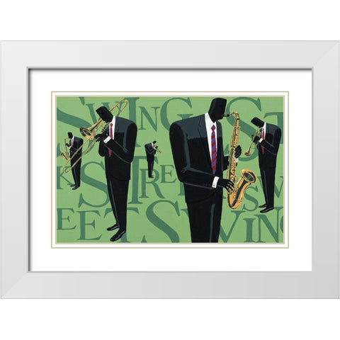 Cool Jazz III White Modern Wood Framed Art Print with Double Matting by Unknown