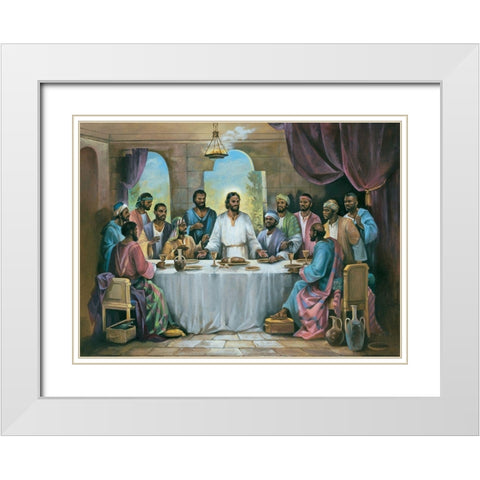 Last Supper White Modern Wood Framed Art Print with Double Matting by Unknown