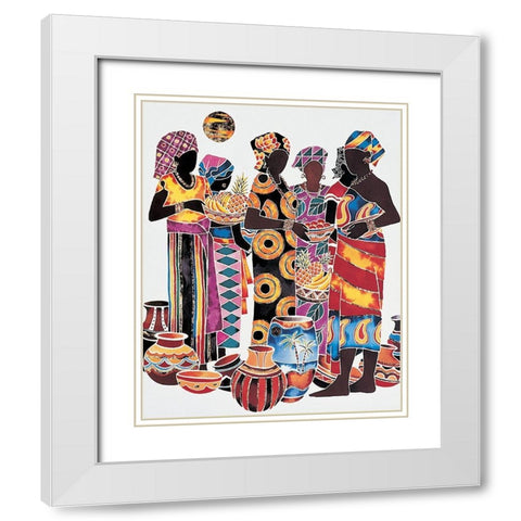 Colorful Group I White Modern Wood Framed Art Print with Double Matting by Unknown