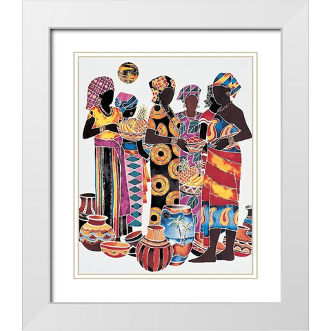 Colorful Group I White Modern Wood Framed Art Print with Double Matting by Unknown