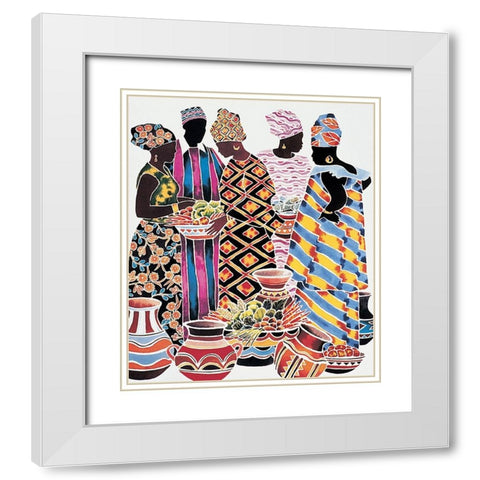 Colorful Group II White Modern Wood Framed Art Print with Double Matting by Unknown