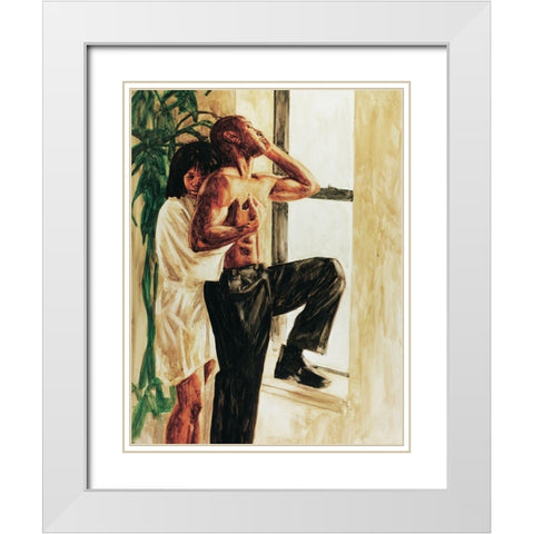 Hug Me White Modern Wood Framed Art Print with Double Matting by Unknown
