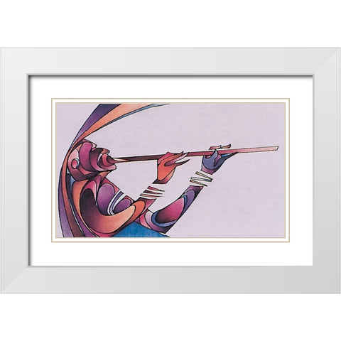 Musician White Modern Wood Framed Art Print with Double Matting by Unknown