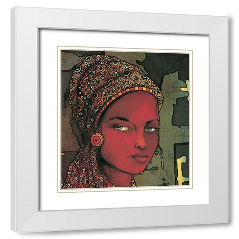 Ariel White Modern Wood Framed Art Print with Double Matting by Unknown