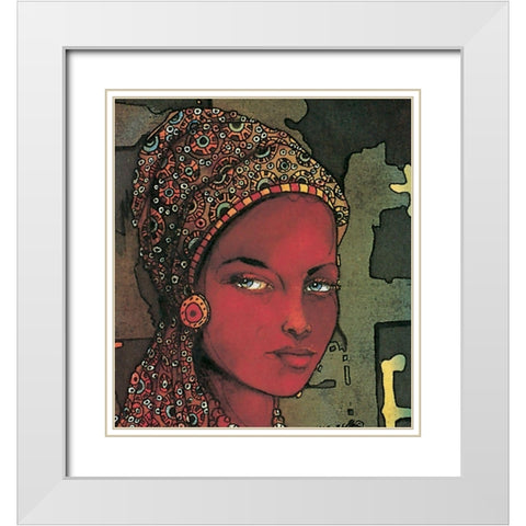 Ariel White Modern Wood Framed Art Print with Double Matting by Unknown