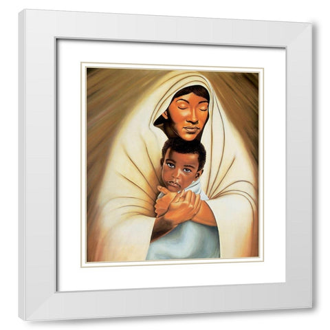 Mon Enfant White Modern Wood Framed Art Print with Double Matting by Unknown