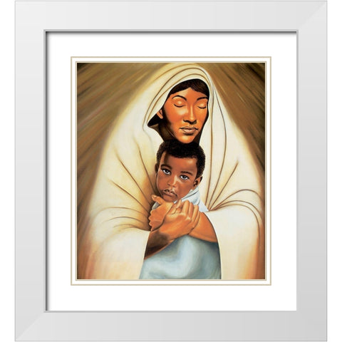 Mon Enfant White Modern Wood Framed Art Print with Double Matting by Unknown