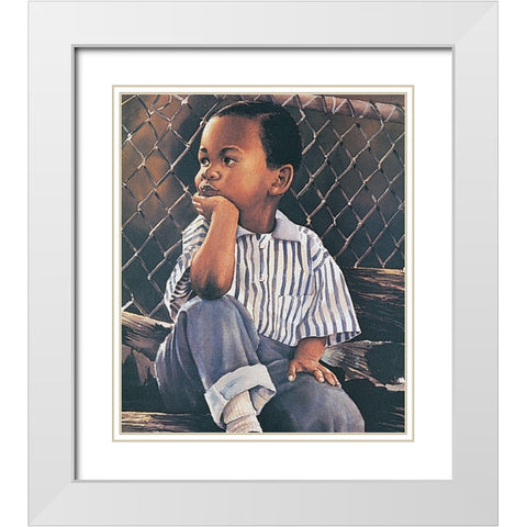 By the Fence White Modern Wood Framed Art Print with Double Matting by Unknown