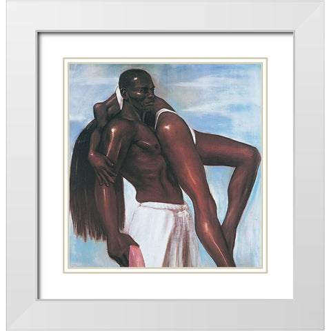 Desire White Modern Wood Framed Art Print with Double Matting by Unknown