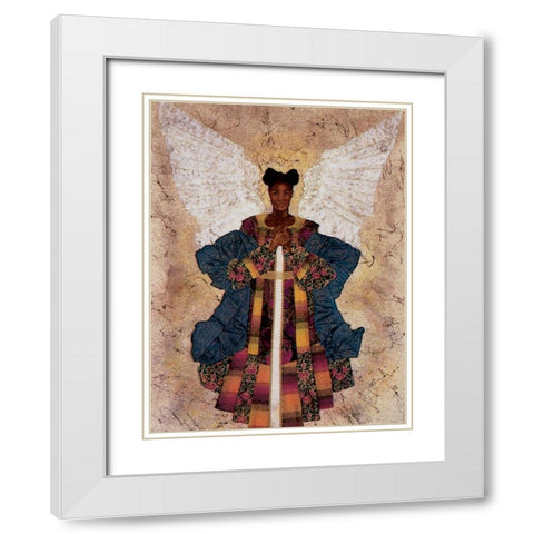 Guardian Angel White Modern Wood Framed Art Print with Double Matting by Unknown