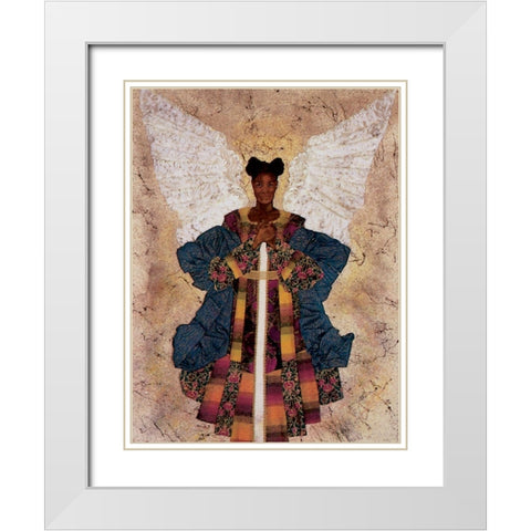 Guardian Angel White Modern Wood Framed Art Print with Double Matting by Unknown
