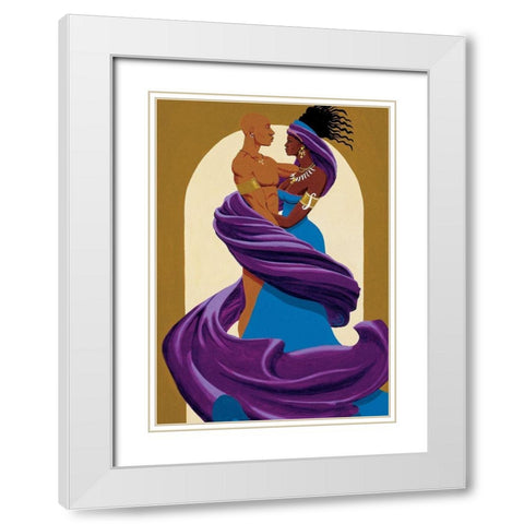 Entwined Couple White Modern Wood Framed Art Print with Double Matting by Unknown