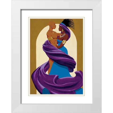 Entwined Couple White Modern Wood Framed Art Print with Double Matting by Unknown