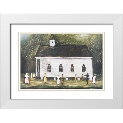 Grandmas Church White Modern Wood Framed Art Print with Double Matting by Unknown