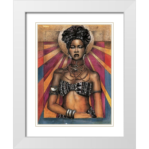 Black Princess White Modern Wood Framed Art Print with Double Matting by Unknown