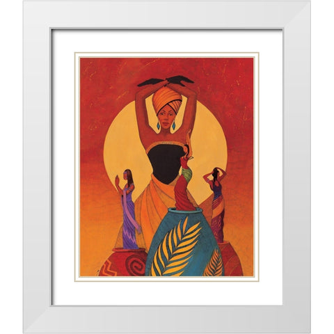 Maiden Vases White Modern Wood Framed Art Print with Double Matting by Unknown