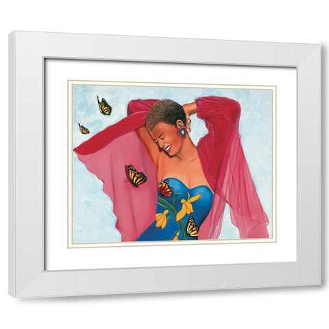 Butterfly Babe White Modern Wood Framed Art Print with Double Matting by Unknown