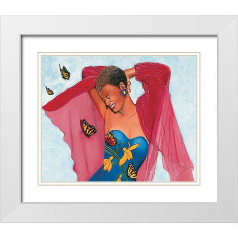Butterfly Babe White Modern Wood Framed Art Print with Double Matting by Unknown