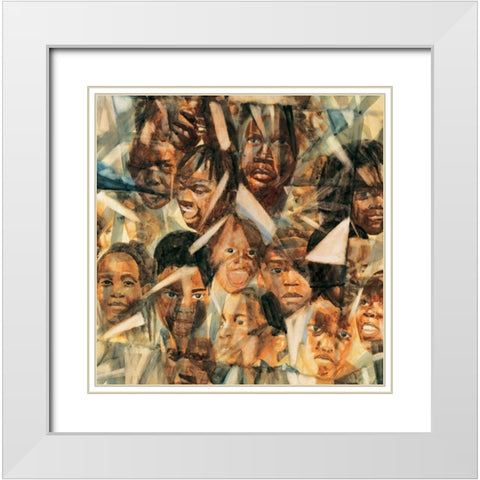 People White Modern Wood Framed Art Print with Double Matting by Unknown